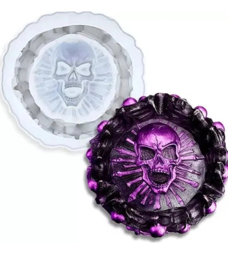 Molde Silicona Cenicero Calavera Especial Resina, Yeso, Etc Blanco