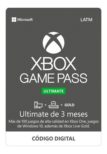 Imagen 1 de 6 de Xbox Game Pass Ultimate 3 Meses 1 Solo Codigo De 3 Meses!!