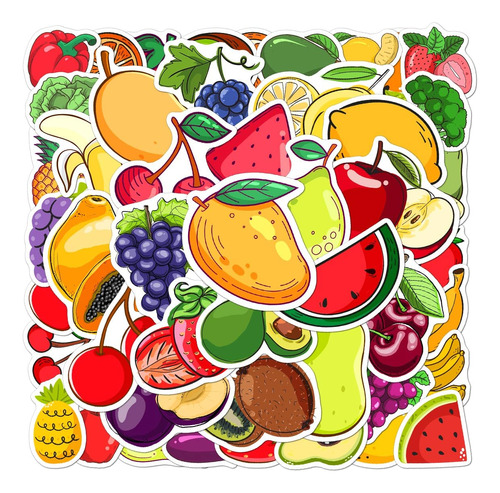 Paquete De 50 Calcomanias De Frutas Lindas Para Botellas De 