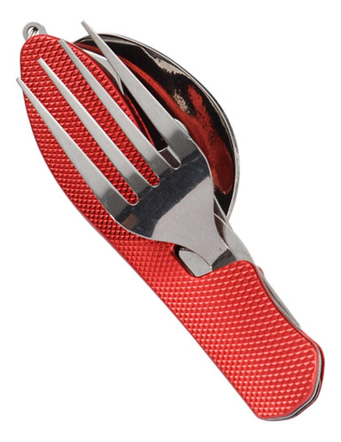 Set De Cubiertos Portátil Para Explorar La Naturaleza Rojo