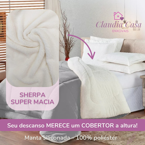 Coberdrom Edredom Alaska Queen Sherpa Cobertor Pele Carneiro