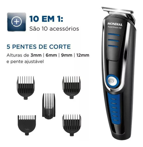Aparador Mondial Super Groom 10 Bg-03 Barba Cabelo Nariz Preto