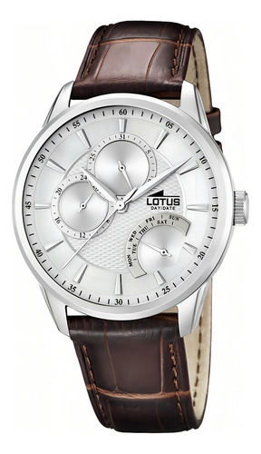 Relógio multifuncional Lotus 15974/1 Original Official Agent Mesh Color Marrom Bezel Color Prateado