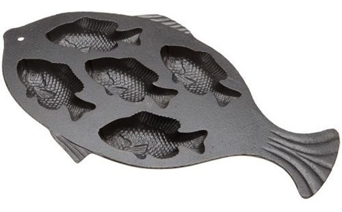 Cornbread Pan Preseasoned Fish Impression Cast Iron 1614 X 9