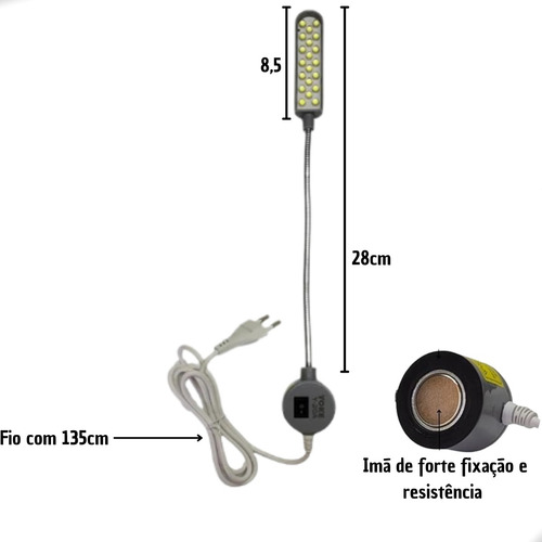 3 Peças Luminária Lar Das Fitas Lâmpada 20 Led Maquina