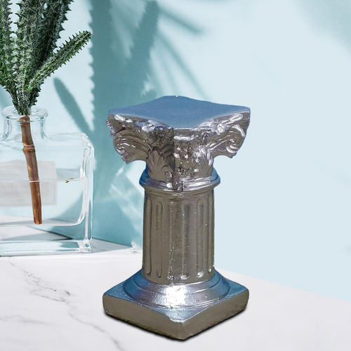Suporte De Castiçal Com Coluna Romana Resinada Decoração