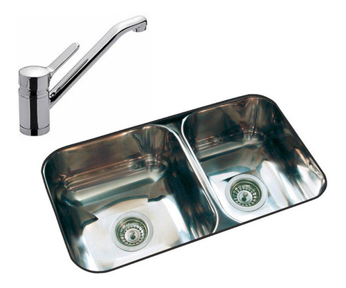 Combo Pileta De Cocina Johnson R63/18 Y Griferia Fv Swing