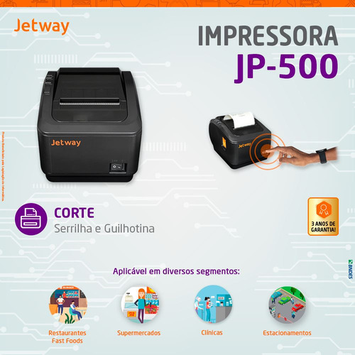 Impressora Térmica Jetway Jp-500 Usb Monocromática