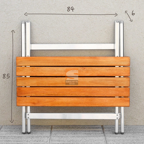 Mesa Plegable Aluminio Madera 84x75 + 2 Bancos Largos Jardin