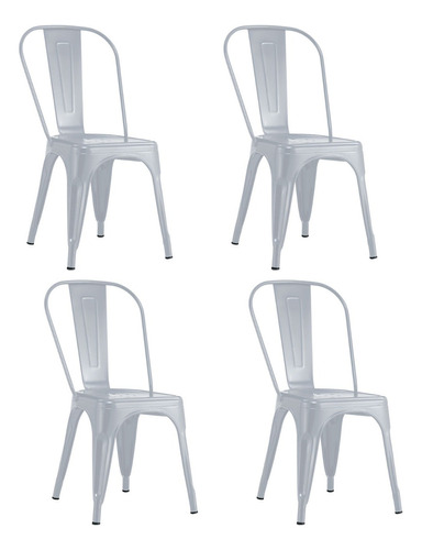 Pack 4 Sillas De Metal Tolix Estructura De La Silla 56940 Novahûs  Gris