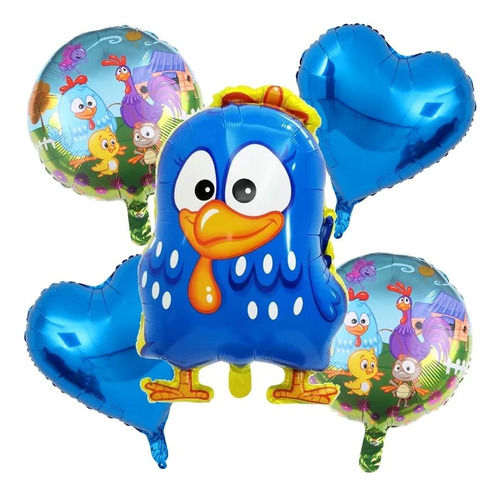 Set Globos Aluminio Infantil De La Gallina Pintadita 5 Pzas