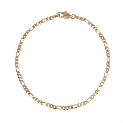 Pulsera Figaro Discreta Unisex De Oro Laminado 18k 2.5cm 