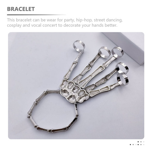 Pulsera De Mano Punk Con Forma De Calavera Exagerada, 2 Unid