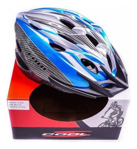 Casco Bicicleta Cool Celeste Gris Blanco Rcmdr Color Gris/azul Talle 010