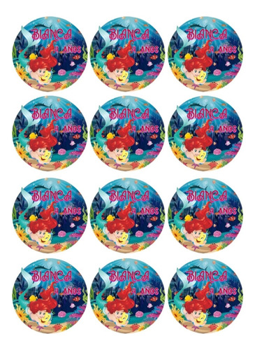 Etiquetas Stickers Digital Imprimible Candy Bolsitas Golosin La Sirenita