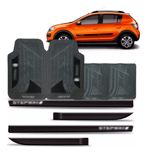 Friso Lateral Sandero Stepway + Jogo Tapete Modelo Original