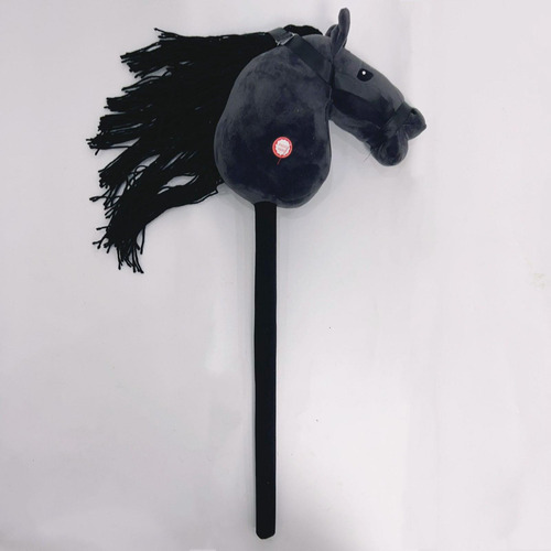 Bastón De Peluche Para Montar , Cabeza Cosida A Mano, Negro