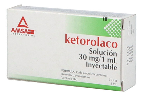 Ketorolaco 30 Mg/ml Solución Inyectable 3 Ampolletas