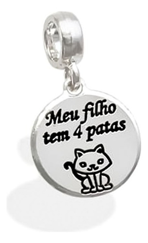 Berloque Medalha Gato  Meu Filho Tem 4 Patas  Prata 925