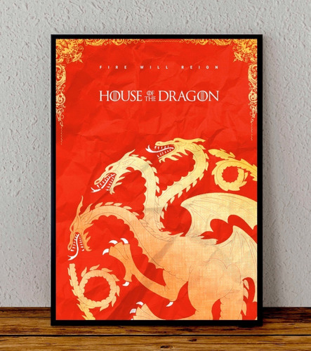Cuadro 33x48 Poster Enmarcado House Of The Dragon Serie Got