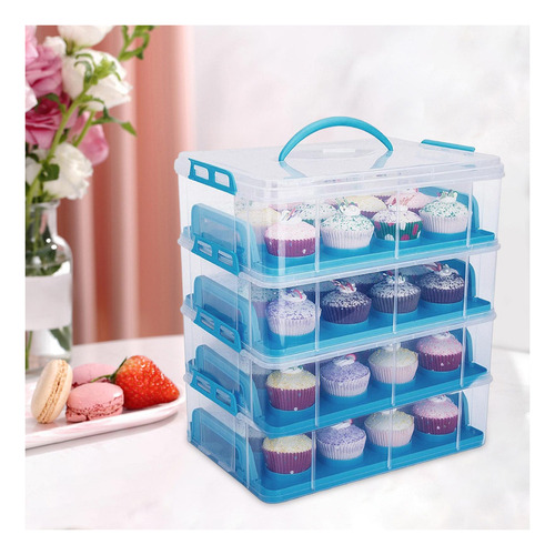 Para Contenedor De Cupcakes Con Tapa Recipiente Para 4 .