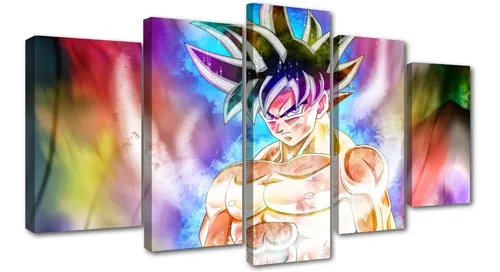 comprar 5 Cuadros Goku Ultra Instinto Fondo Colorido Canvas 150x84cm