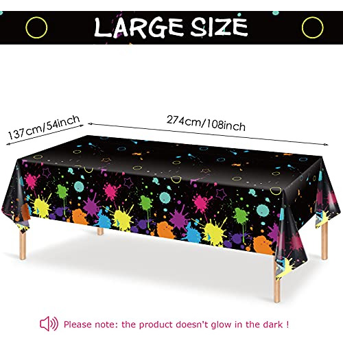 Mantel Para Fiesta Rectangular Negro Con Manchas Neon 3 Pzas