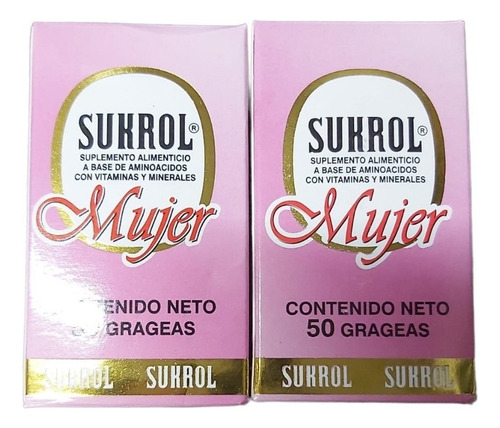 Sukrol Vigor Para Mujer 50 Grageas Sexual Mental Estres 2pza Sabor Sin Sabor