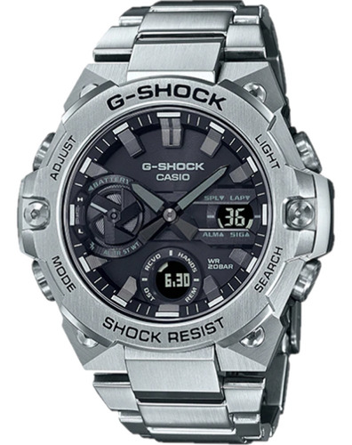 Relógio Casio G-shock G-steel Gst-b400d-1adr Cor da correia Prateado Cor do bisel Prateado Cor do fundo Preto