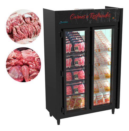 Expositor Carnes 2 Portas Kofisa Ar Forçado Led 890l