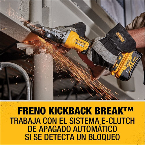 Imagen 4 de 6 de Miniesmeriladora angular inalámbrica DeWalt DCG413B color amarillo 800 W + accesorio