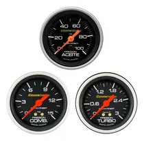 Comprar Kit De 3 Relojes: Presion De Turbo+ Presión De Aceite+ Presión De Combustible Línea Competición Orlan Rober Fondo Negro