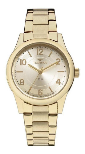 Relógio Technos Feminino Boutique Dourado Pequeno Elegante Cor do fundo Pérola