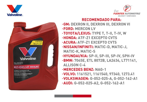 Aceite Atf 100% Sintético Valvoline Para Toyota T-ii 3.78l