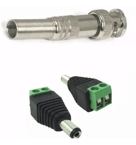 Kit 100 Conector Bnc Mola E 100 P4 Macho Com Borne Câmera