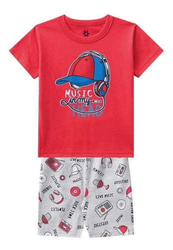 Pijama Infantil Menino Camiseta Brilha No Escuro E Bermuda