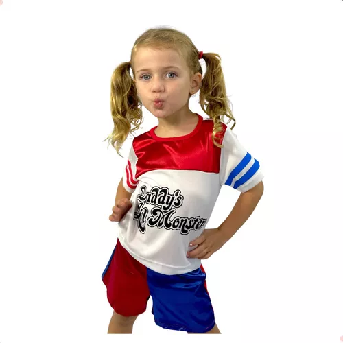 Fantasia Infantil Alerquina Roupa Harley Quinn Com Taco