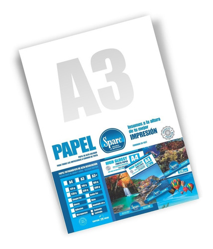 Papel Foto Premium A3 Una Faz 180grs Glossy - 20 Hjs - Sparc