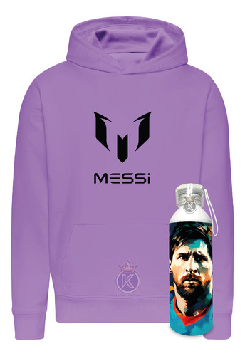 Poleron Lionel Andrés Messi + Botella En Aluminio 750ml - Futbol - Juego - Deporte - Estampaking