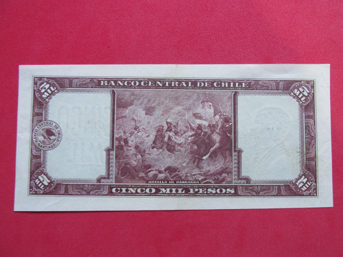 Billete Chile 5.000 Pesos Maschke-herrera 1958 Unc (Usado)