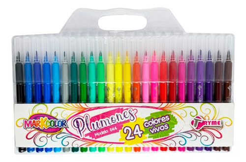 24pz De Plumones Colores Vivos Punta Brush Papeleria Tryme