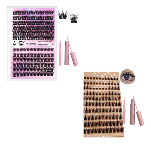 Cluster Eyelash Sintético Mink Mixto Kit Pestañas  2pcs