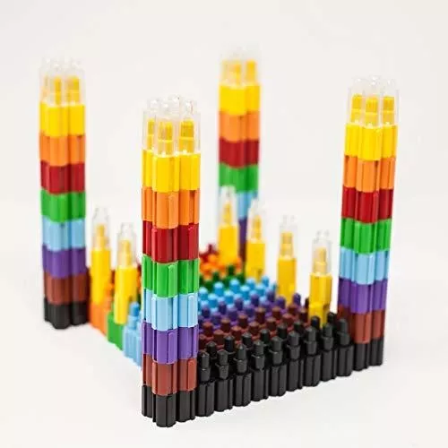 HUJI Stacking Buildable 8 Colors Crayons Set, Connect Stack and Build Crayons Si