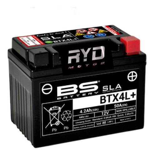 Bateria Honda Xr 250 L, R 91 Btx4l = Ytx4l-bs Bs Battery Ryd