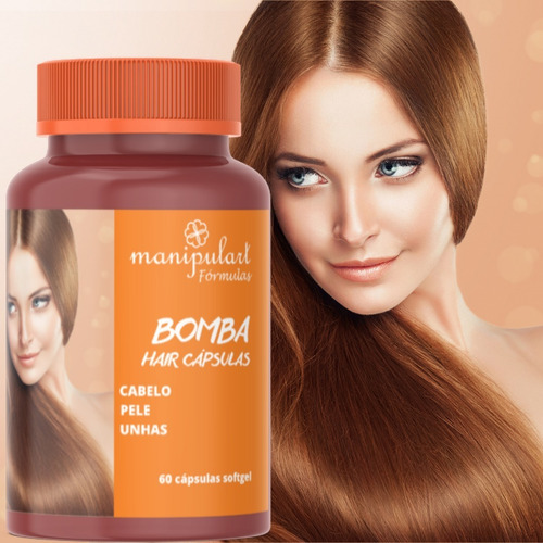 Bombs Hair Vitamina Completa Para Cabelo Pele Unha 60 Cps Sabor Softgel