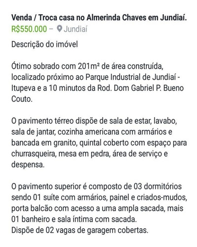 Imagem 18 de 24 de Vendo Casa 3 Dormitório 1 Suíte Almerinda Chaves Jundiaí - 4585710 - 33507248