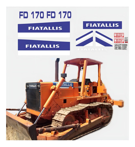 Kit Adesivos Trator De Esteira Fiatallis Fd 170 Ca-00386 Mq Cor