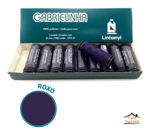 Linha P/ Costura Gabrielinha 100jds Kit C/10 Tubos Cor Roxo