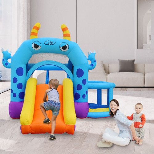 Brincolin Infantil Castillo Para Niños Con Bomba Inflable Lona De Salto Azul