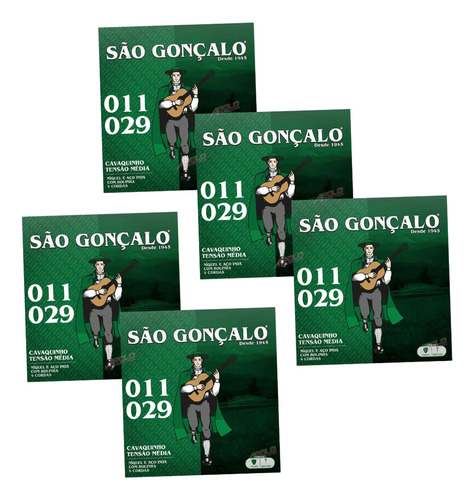 Kit Com 5 Encordoamentos Para Cavaco 011 Bolinha São Gonçalo